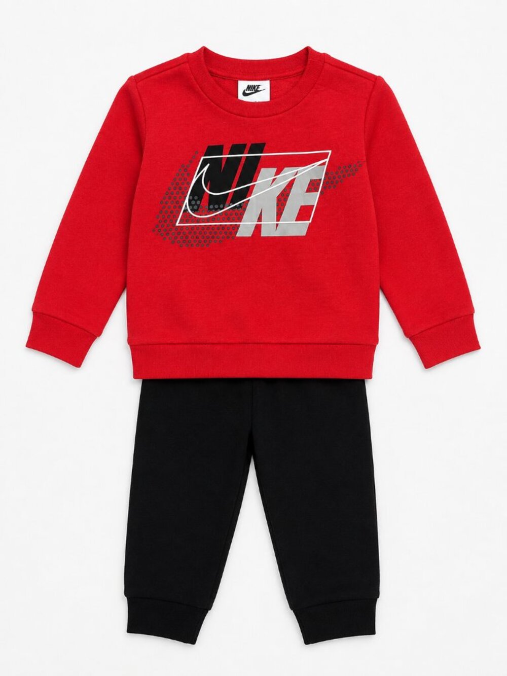 NWT Nike Baby Toddler Boy 2 Piece Jogger Set Red Black Logo Sweatshirt 12 Months - Picture 2 of 3